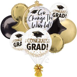 Gold Glitter Congrats Grad Foil Balloon Bouquet
